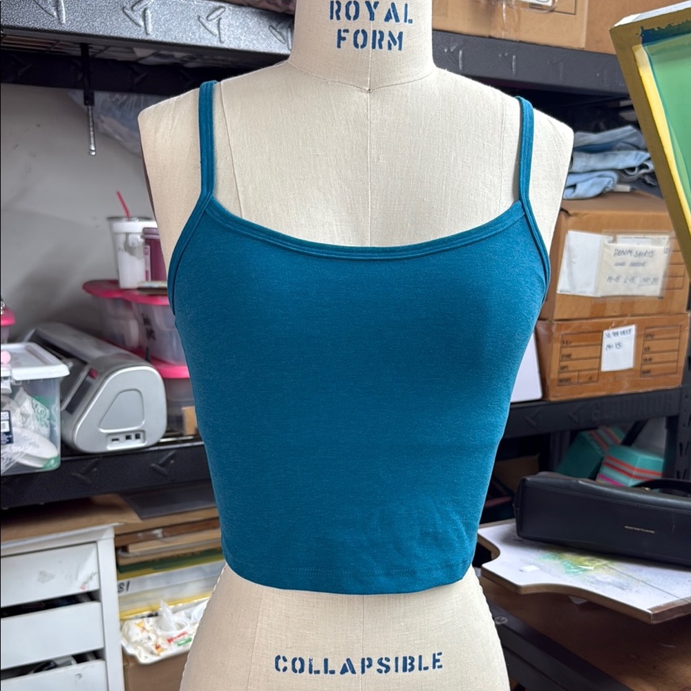 Beyond yoga Teal Spaghetti Strap Crop Tank Top